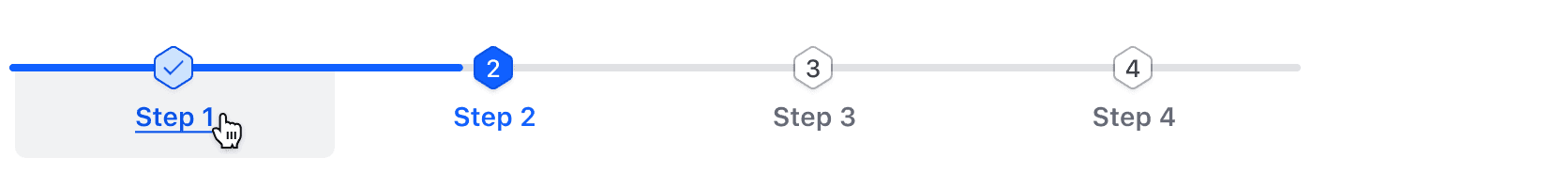 The user's mouse is hovering over step one of four, showing its hover state.